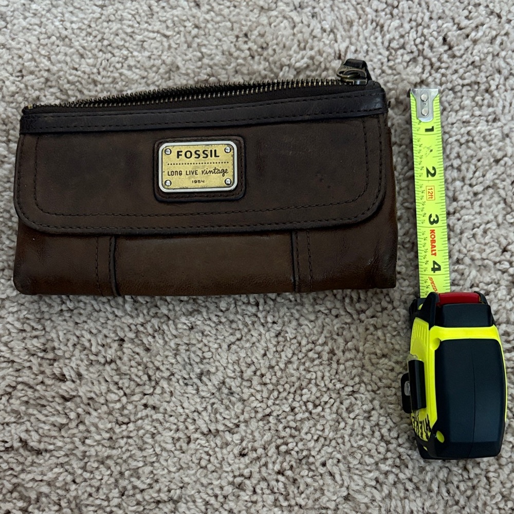 Fossil Dark Brown Leather Clutch